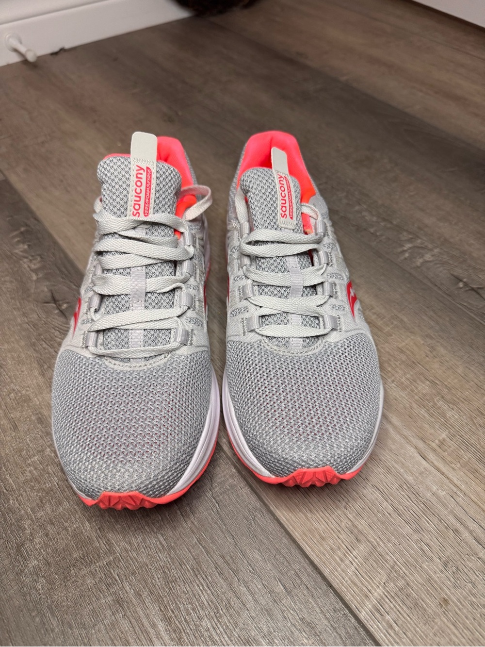 Saucony Gray and Coral Women's Athletic Sneakers